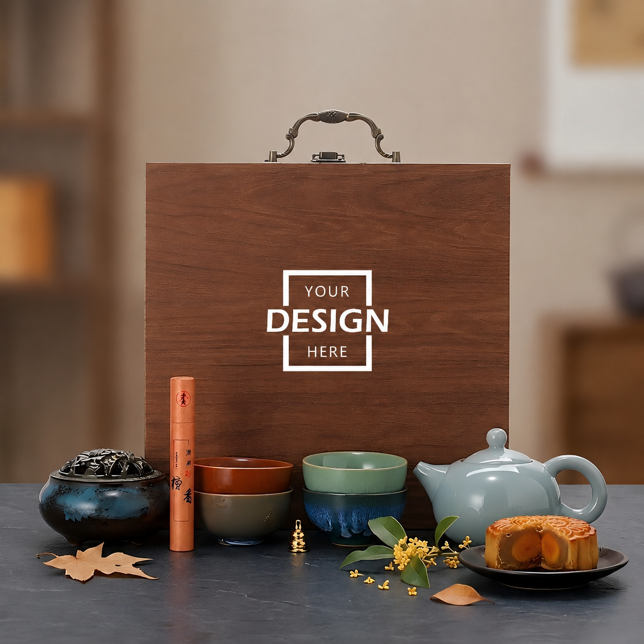 Customized Mid-Autumn Tea Set Gift Box Chinese Teaware Festival Corporate Gift Ceramic Teapot Cup Set｜中秋茶具套裝訂製禮盒 中式茶器伴手禮 企業節慶送禮陶瓷茶具套裝