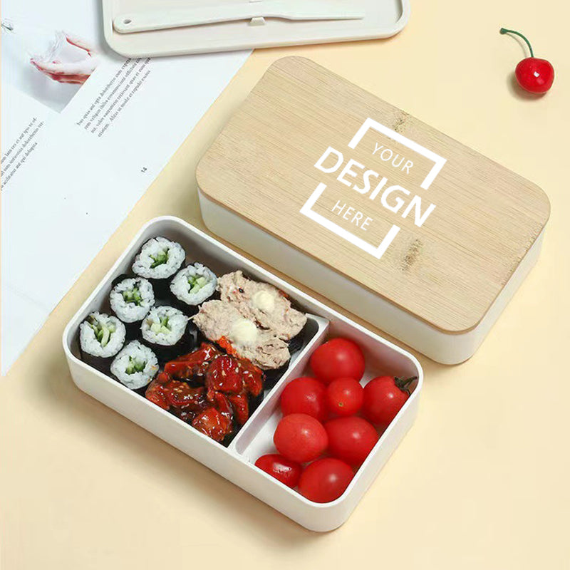 Japanese lunch box bamboo wooden cover storage box simple office workers students bento box