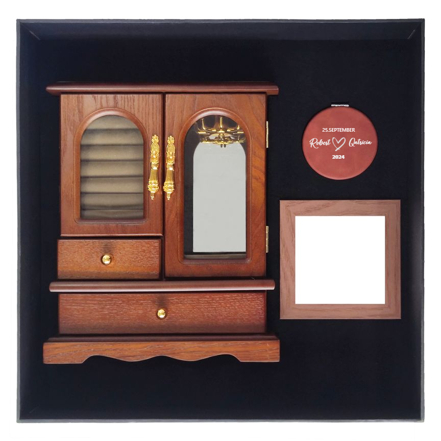Vintage Wooden Jewelry Box Set