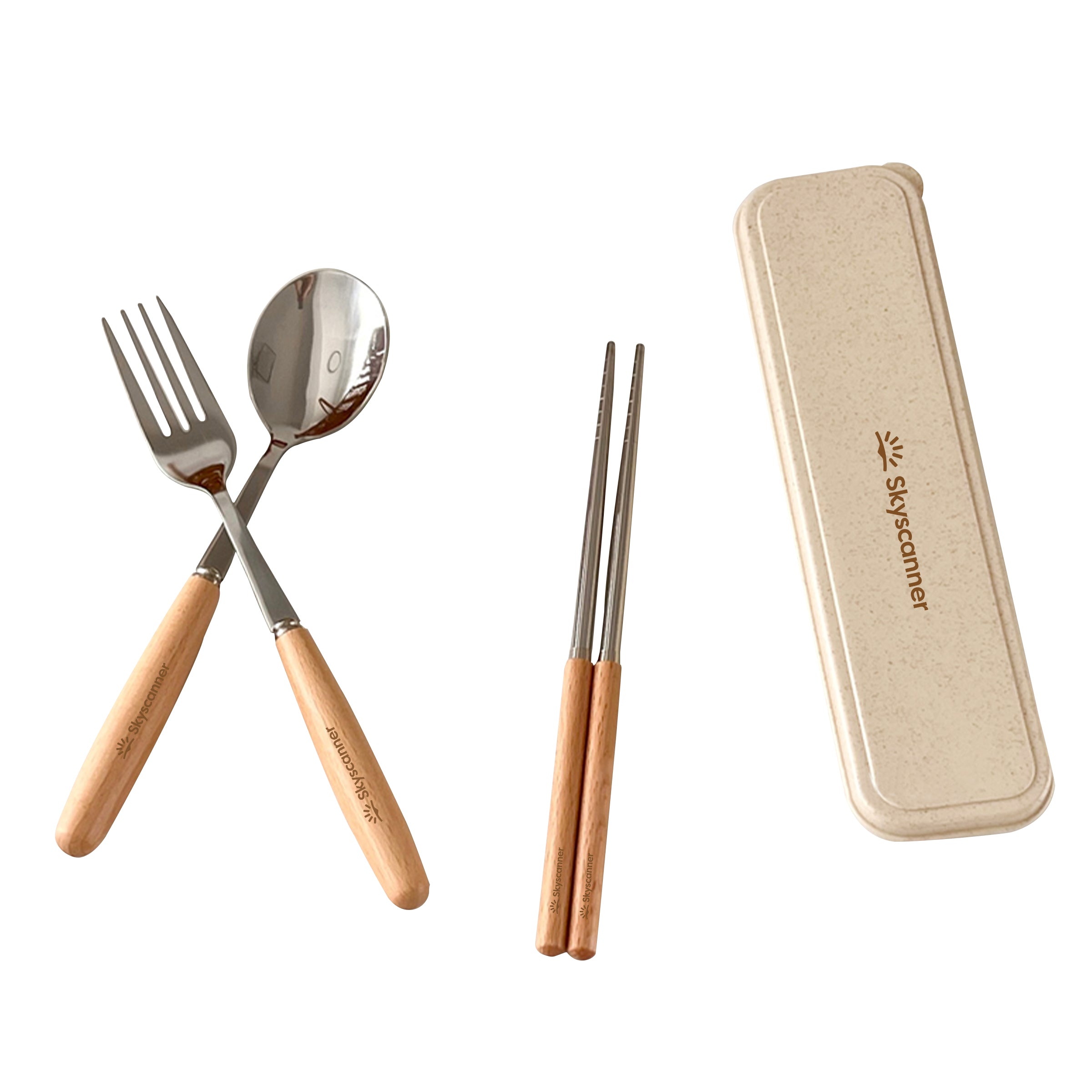 Eco-friendly Wooden Tableware Set | 企業禮品定製 環保簡約復古原木不鏽鋼便攜木質餐具套裝