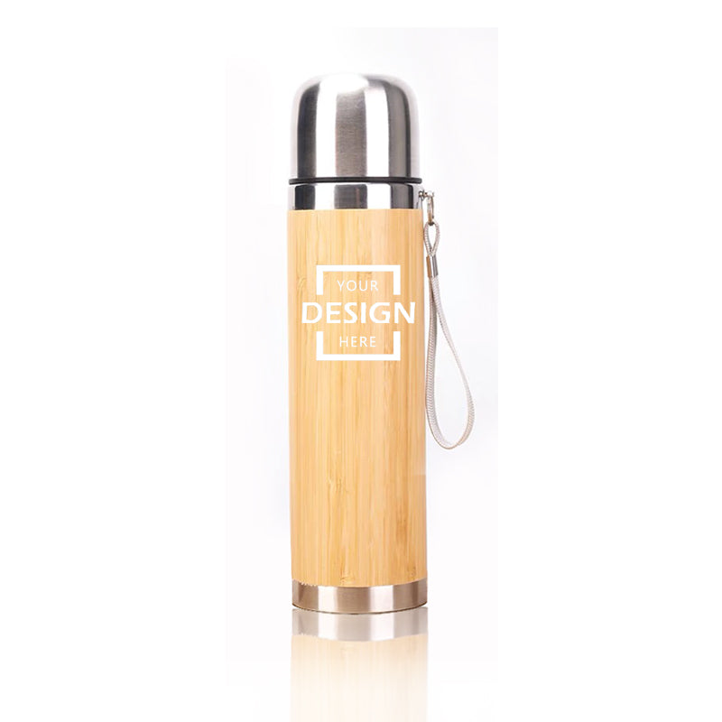 High quality Custom wood cup Office stainless steel thermos cup with hand rope