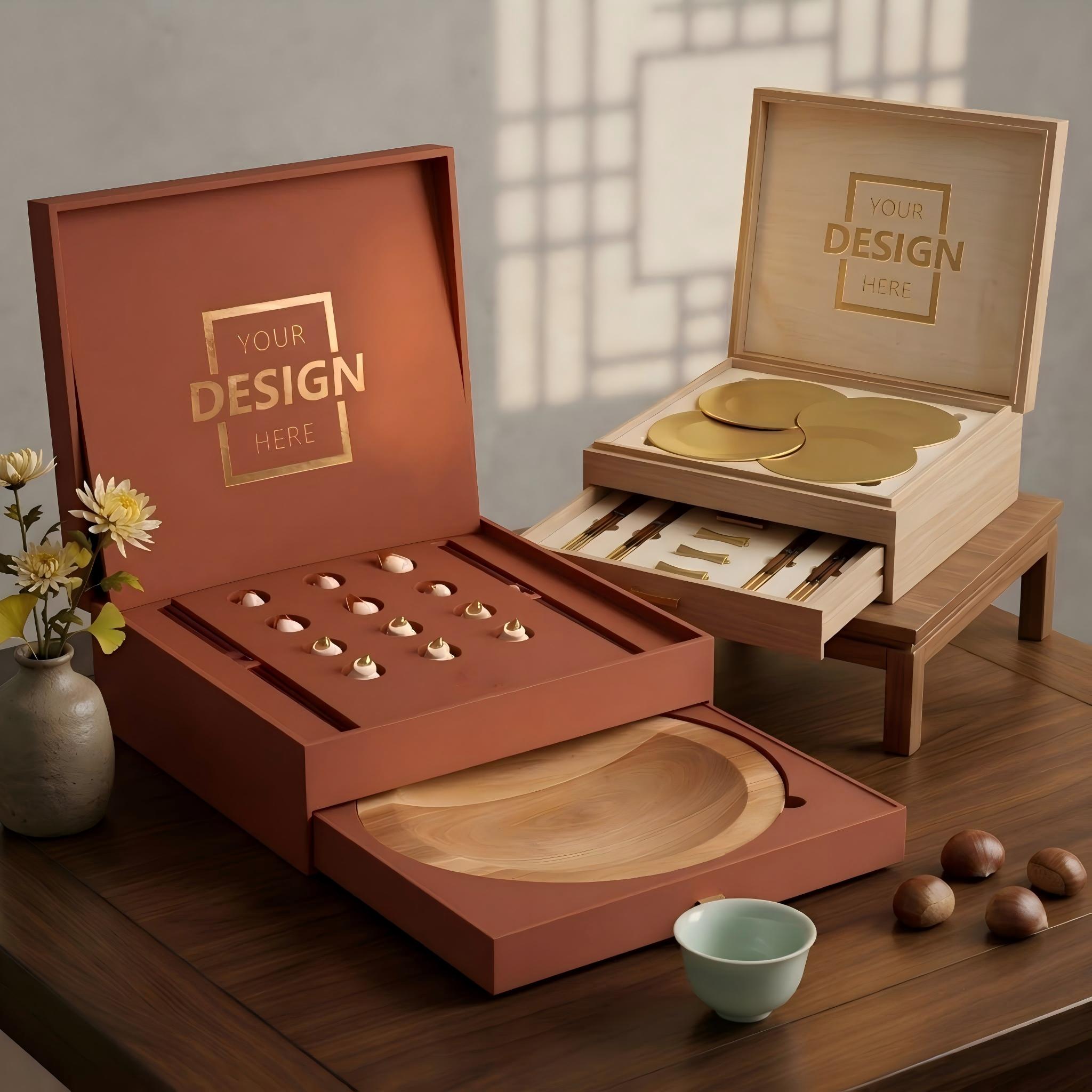 Fully Customized Mid-Autumn Chopsticks & Tableware Gift Box Premium Wooden Set Corporate Festival Gift｜中秋全訂製筷子餐具訂製禮盒 高端木質套裝 企業節慶伴手禮