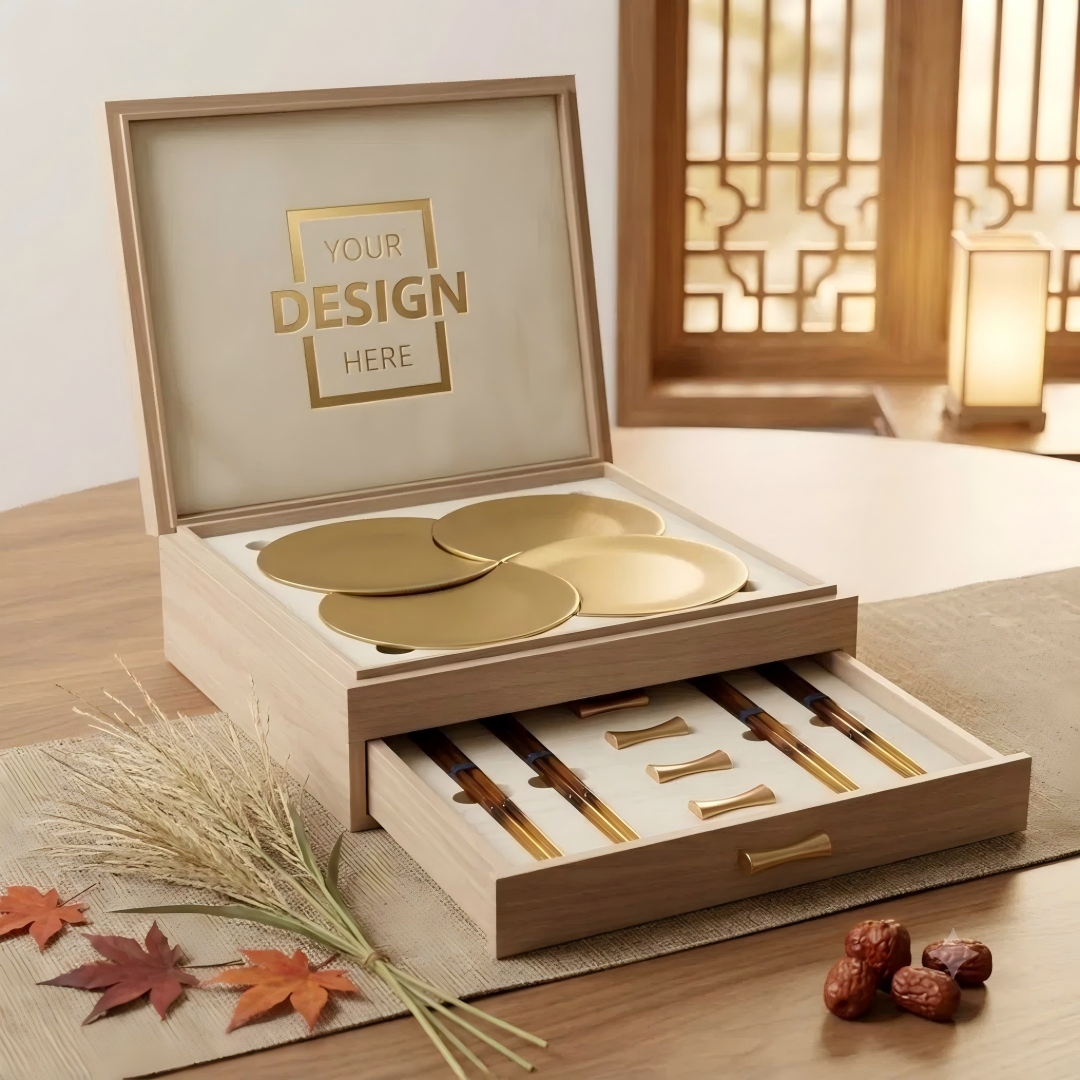 Fully Customized Mid-Autumn Chopsticks & Tableware Gift Box Premium Wooden Set Corporate Festival Gift｜中秋全訂製筷子餐具訂製禮盒 高端木質套裝 企業節慶伴手禮