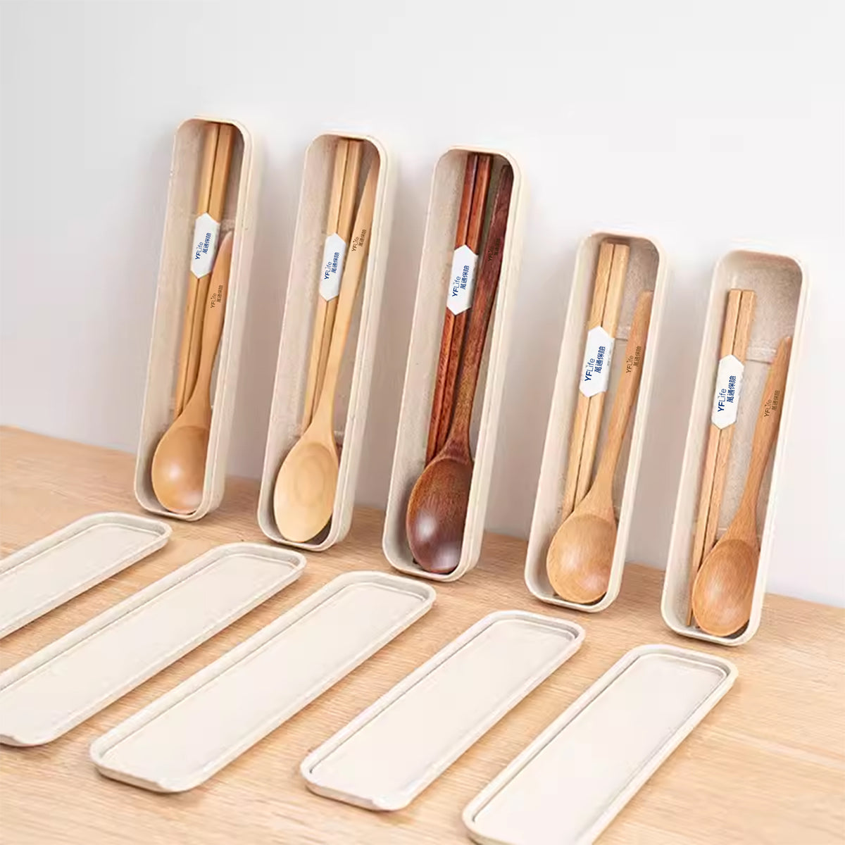 Eco-friendly Wooden Tableware Set | 客製企業logo紀念禮品 便攜木質餐具三件套