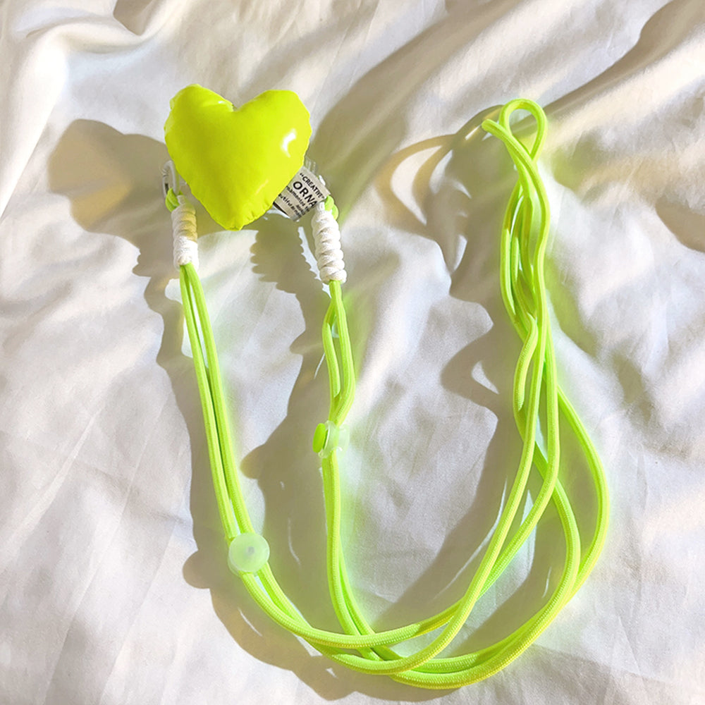 Dopamine Color Heart Phone Clip with Lanyard | 多巴胺立體愛心手機夾配挂繩 BG27-33