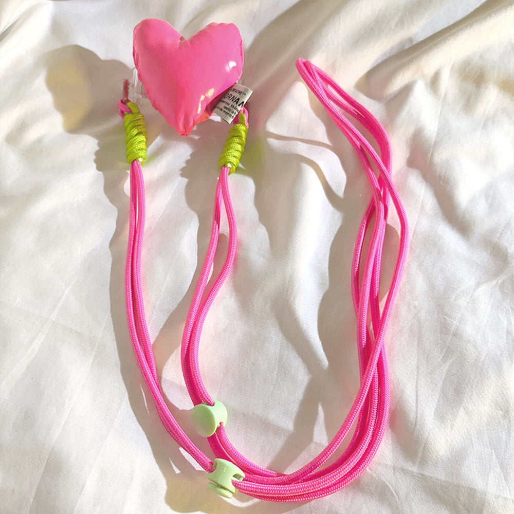 Dopamine Color Heart Phone Clip with Lanyard | 多巴胺立體愛心手機夾配挂繩 BG27-33