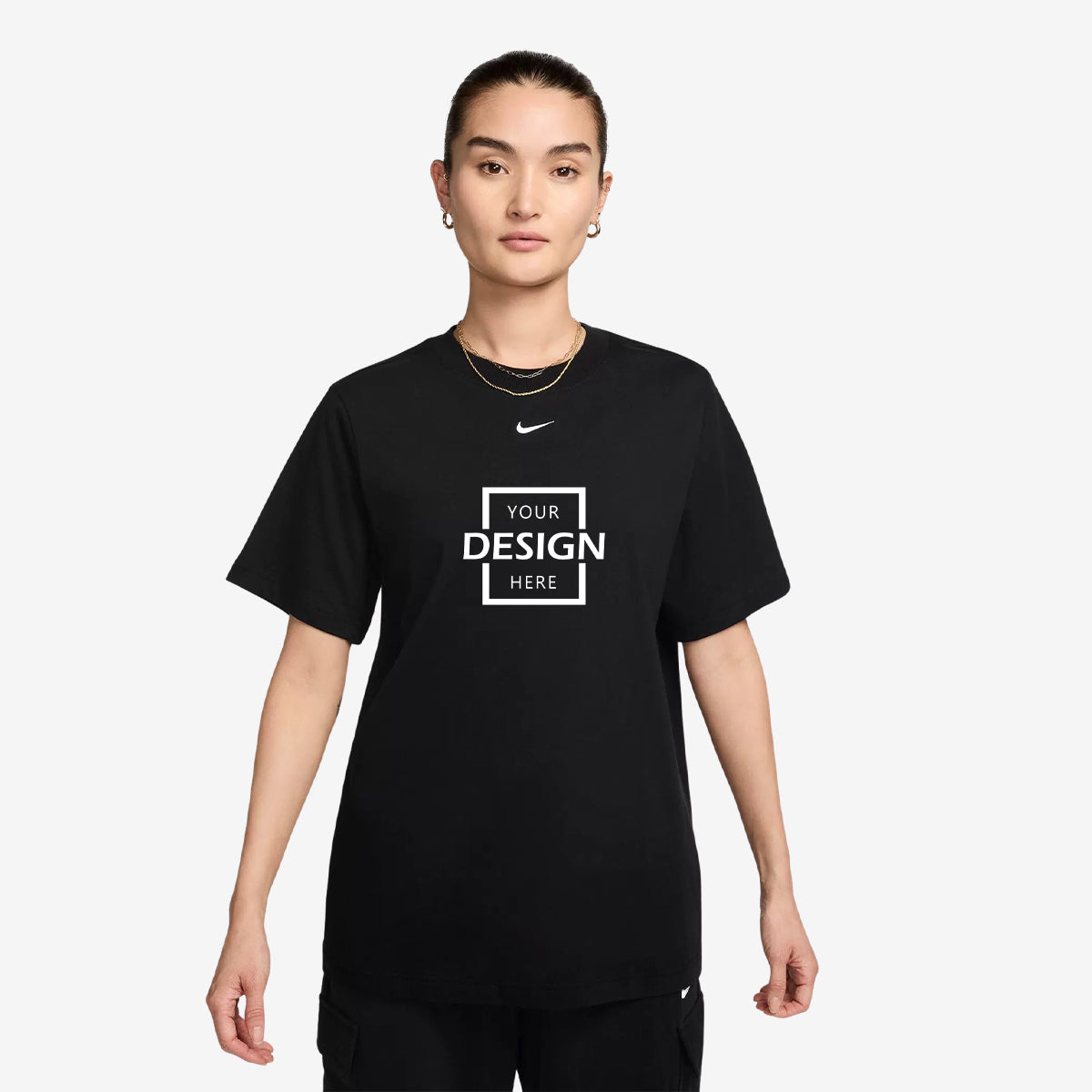 NIKE 百搭純棉白T-shirt 男女同款 簡約T 客製化logo custom logo