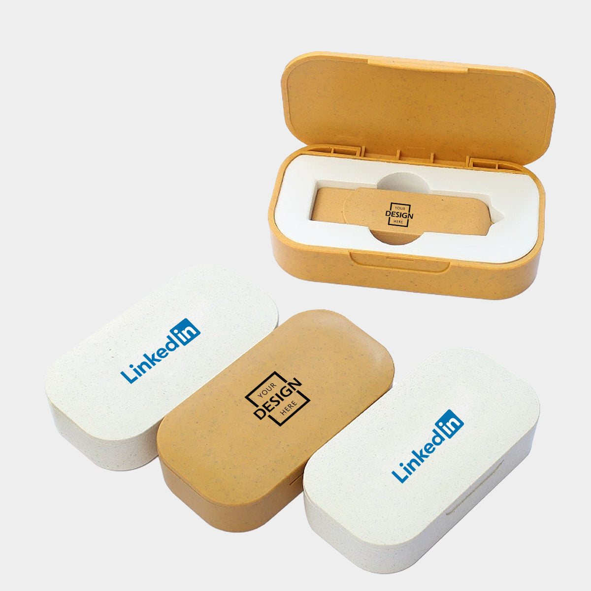 【環保禮品】小麥稭稈可降解U盤套裝客製化辦公禮品