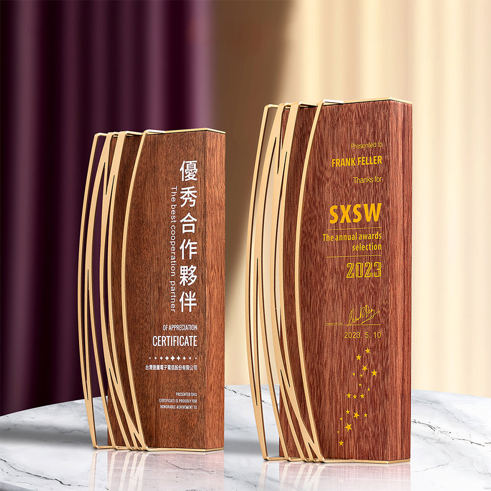 Wooden trophy metal design award | 木製獎座金屬設計獎項 BG20-83