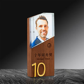 Customized photos of crystal wooden trophy |水晶木質獎座訂製相片 BG20-84