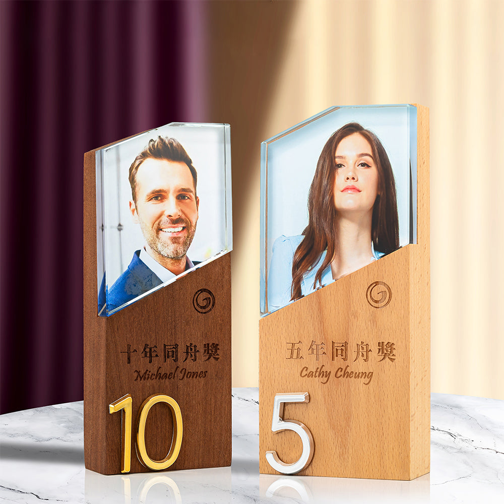 Customized photos of crystal wooden trophy |水晶木質獎座訂製相片 BG20-84