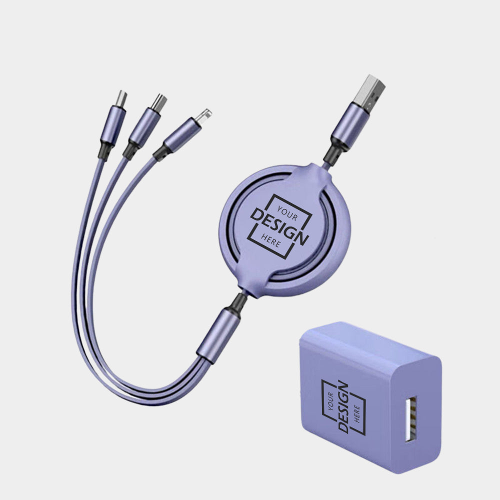 Three-in-one retractable data cable with charging head | 三合一伸縮數據線配充電頭 BG28-74