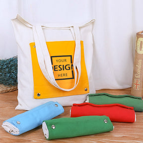 Canvas Tote Bag with Colorful Panel |  定製LOGO折疊易收納彩色帆布袋 BG23-101