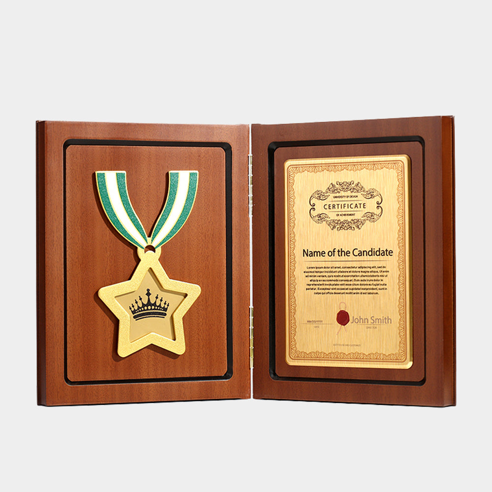 Foldable Solid Wood Plaque Trophy | 摺叠實木獎牌榮譽證書 BG20-45