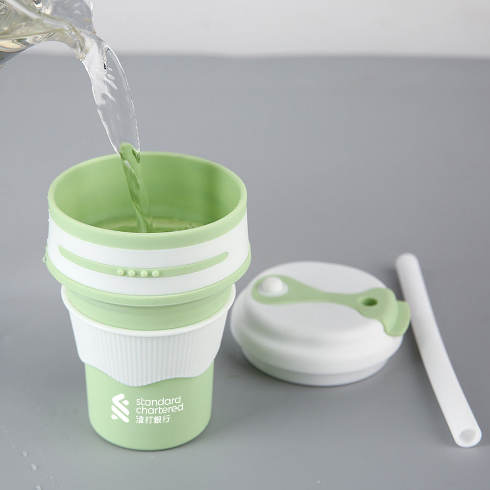 Folding Anti-Scald Silicone Straw Mug | 350ml 折叠防烫矽膠吸管水杯 BG26-146