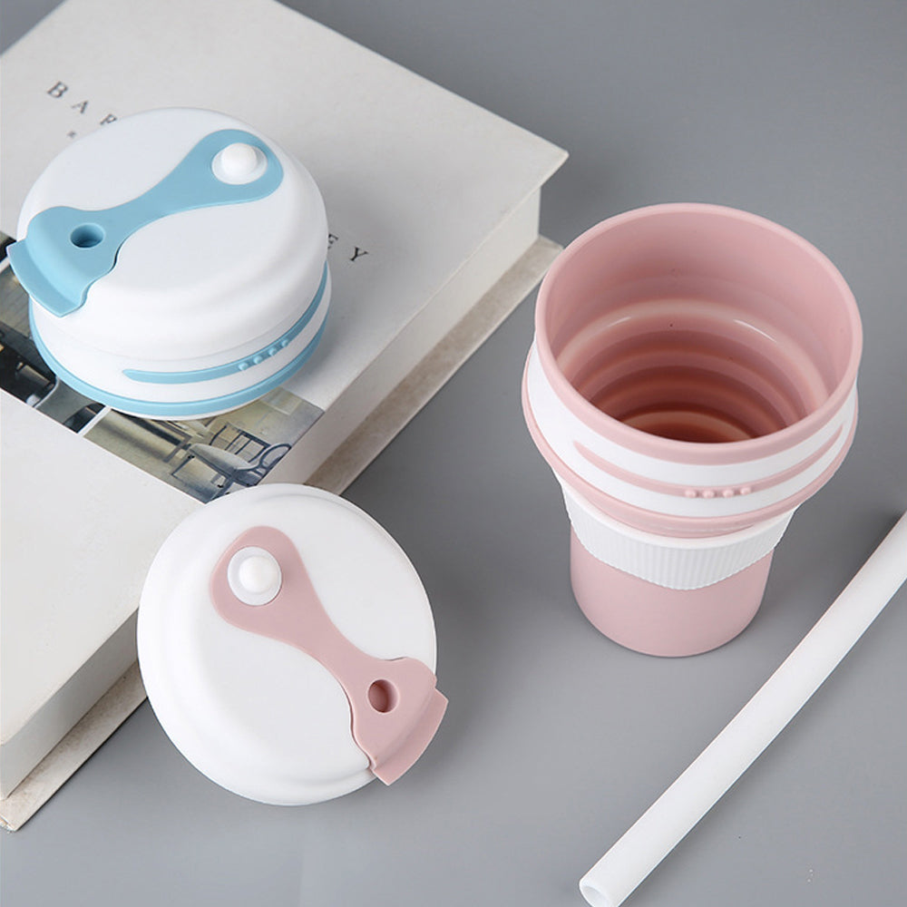 Folding Anti-Scald Silicone Straw Mug | 350ml 折叠防烫矽膠吸管水杯 BG26-146