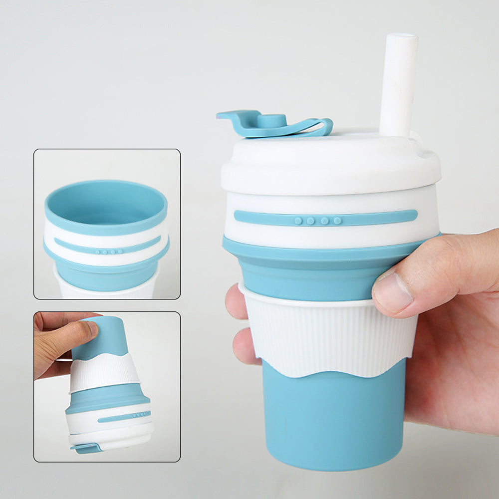 Folding Anti-Scald Silicone Straw Mug | 350ml 折叠防烫矽膠吸管水杯 BG26-146