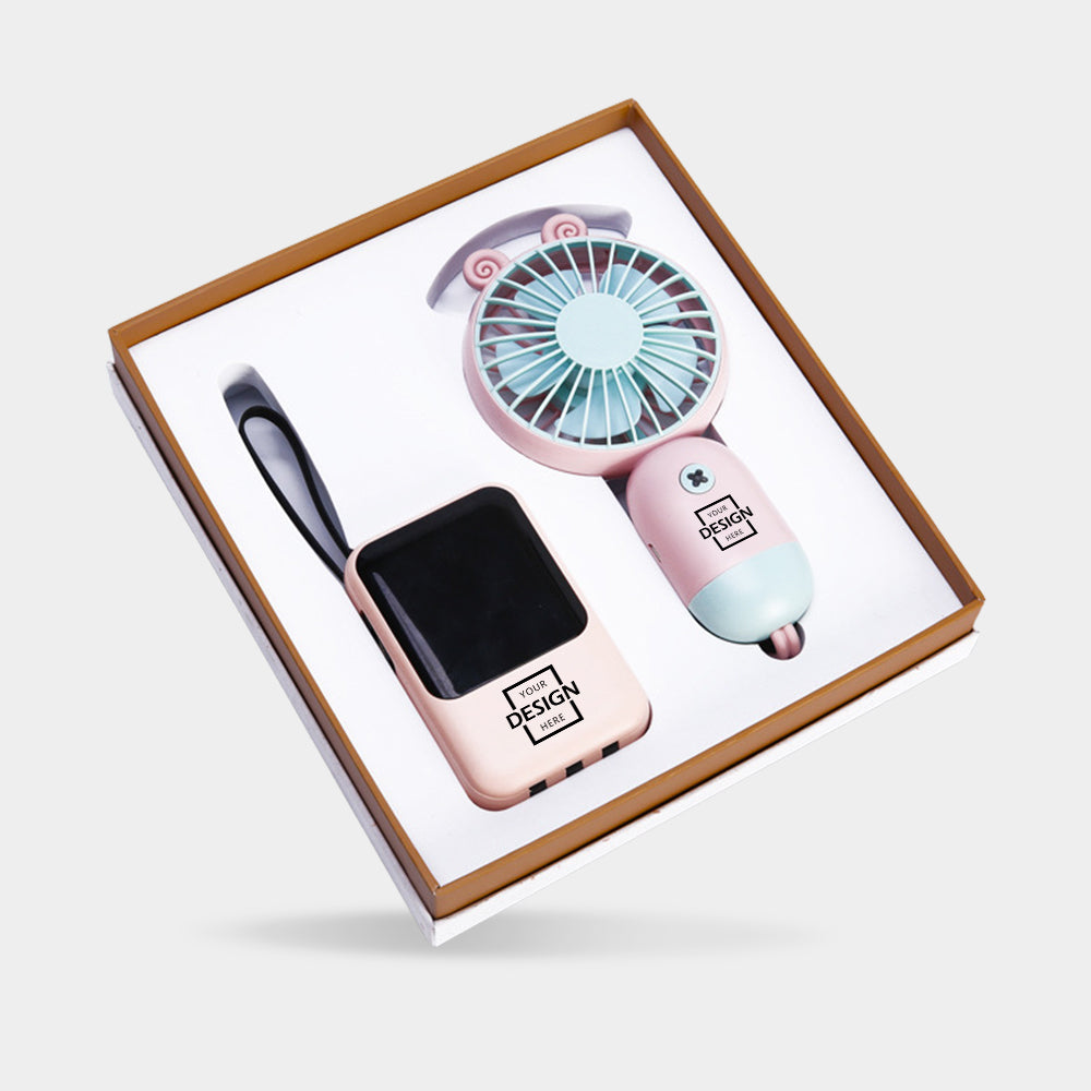 Customized Handheld Fan + Power Bank Combo Business Gift Set BG28-35