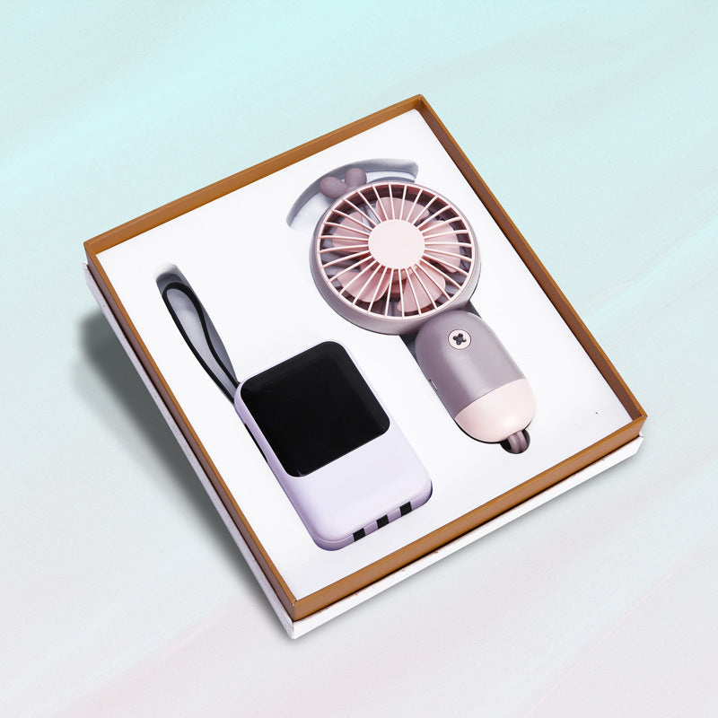 Customized Handheld Fan + Power Bank Combo Business Gift Set