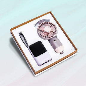 Customized Handheld Fan + Power Bank Combo Business Gift Set
