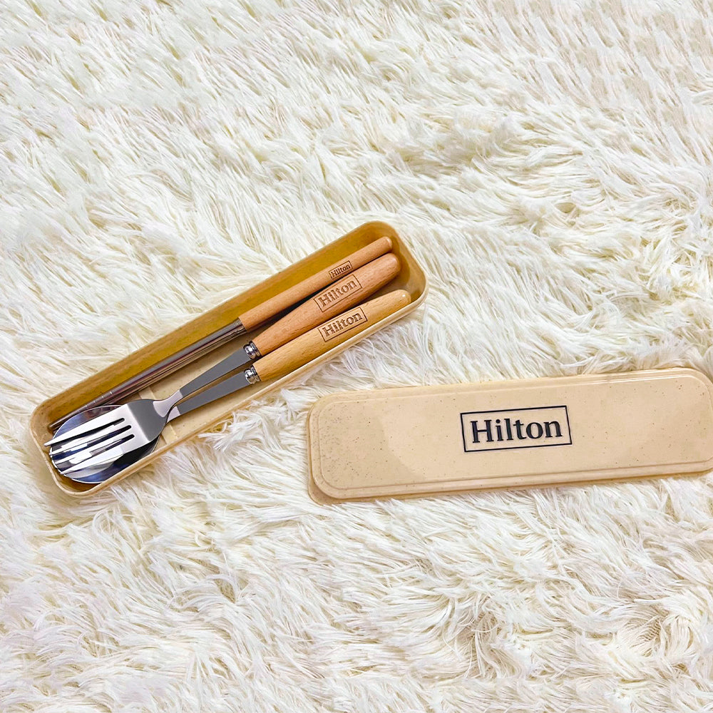 [Case Studies]Hilton | Wooden Handle Metal Cutlery Tableware Box