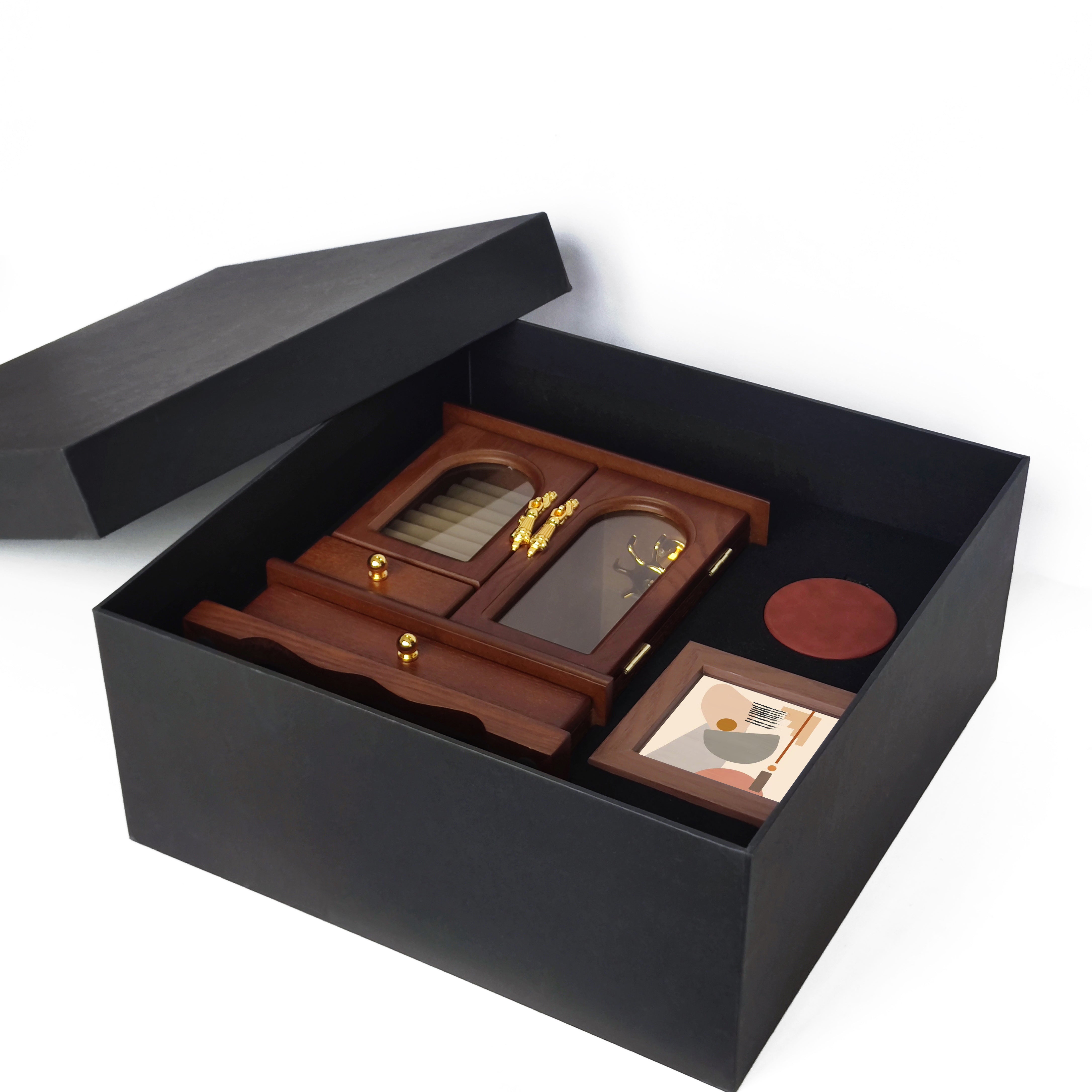Vintage Wooden Jewelry Box Set