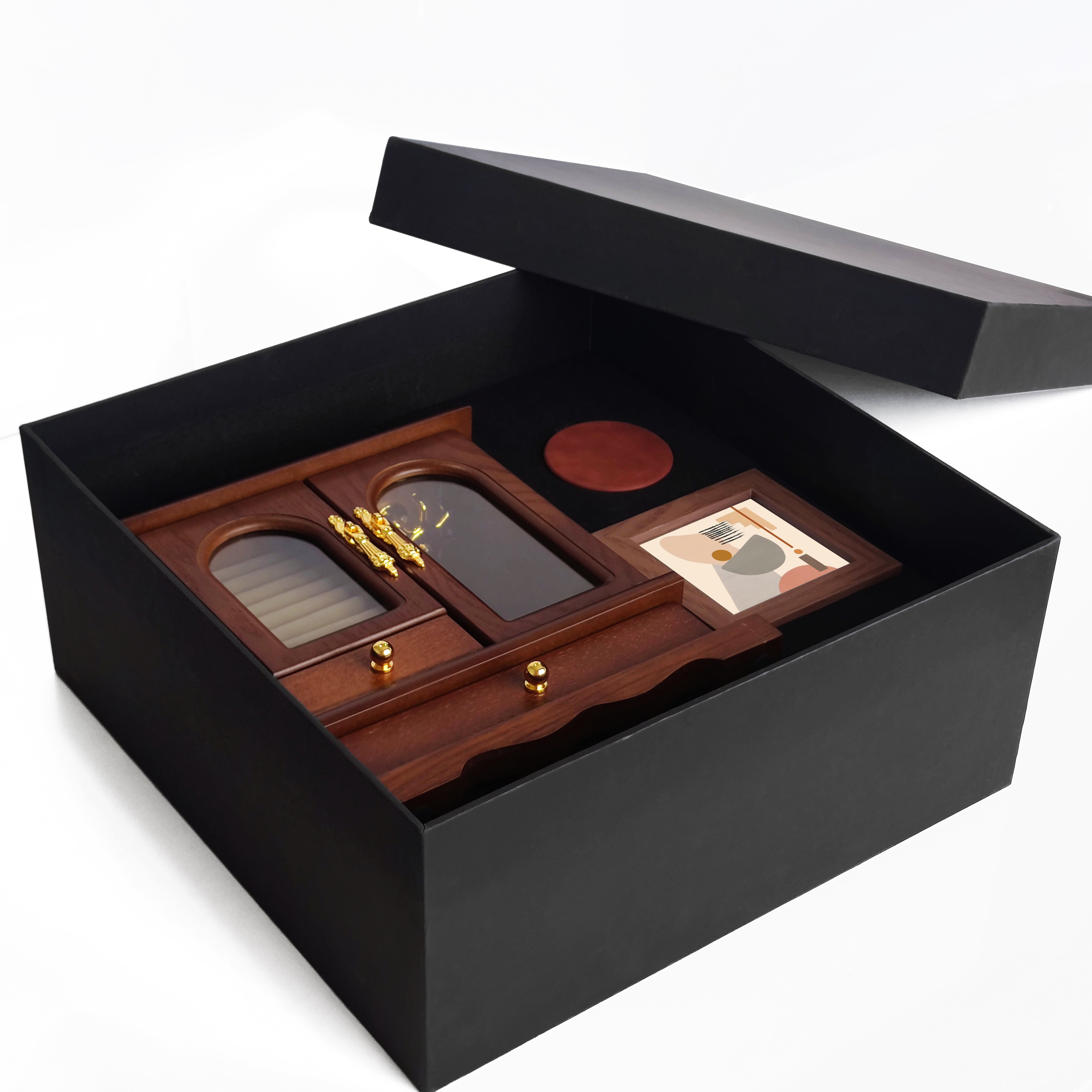 Vintage Wooden Jewelry Box Set