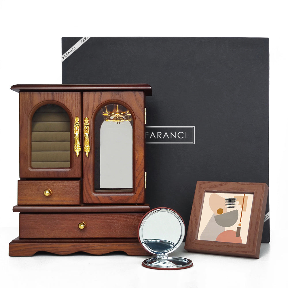 Vintage Wooden Jewelry Box Set