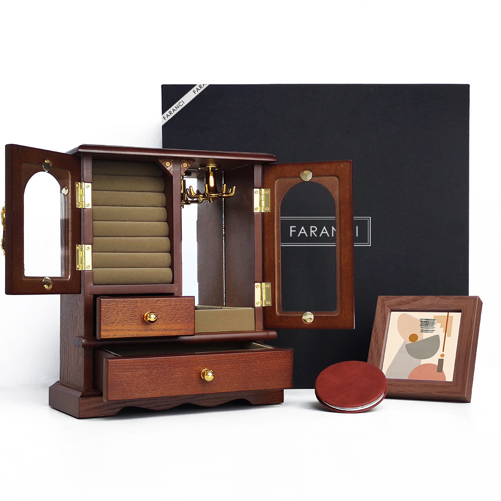 Vintage Wooden Jewelry Box Set