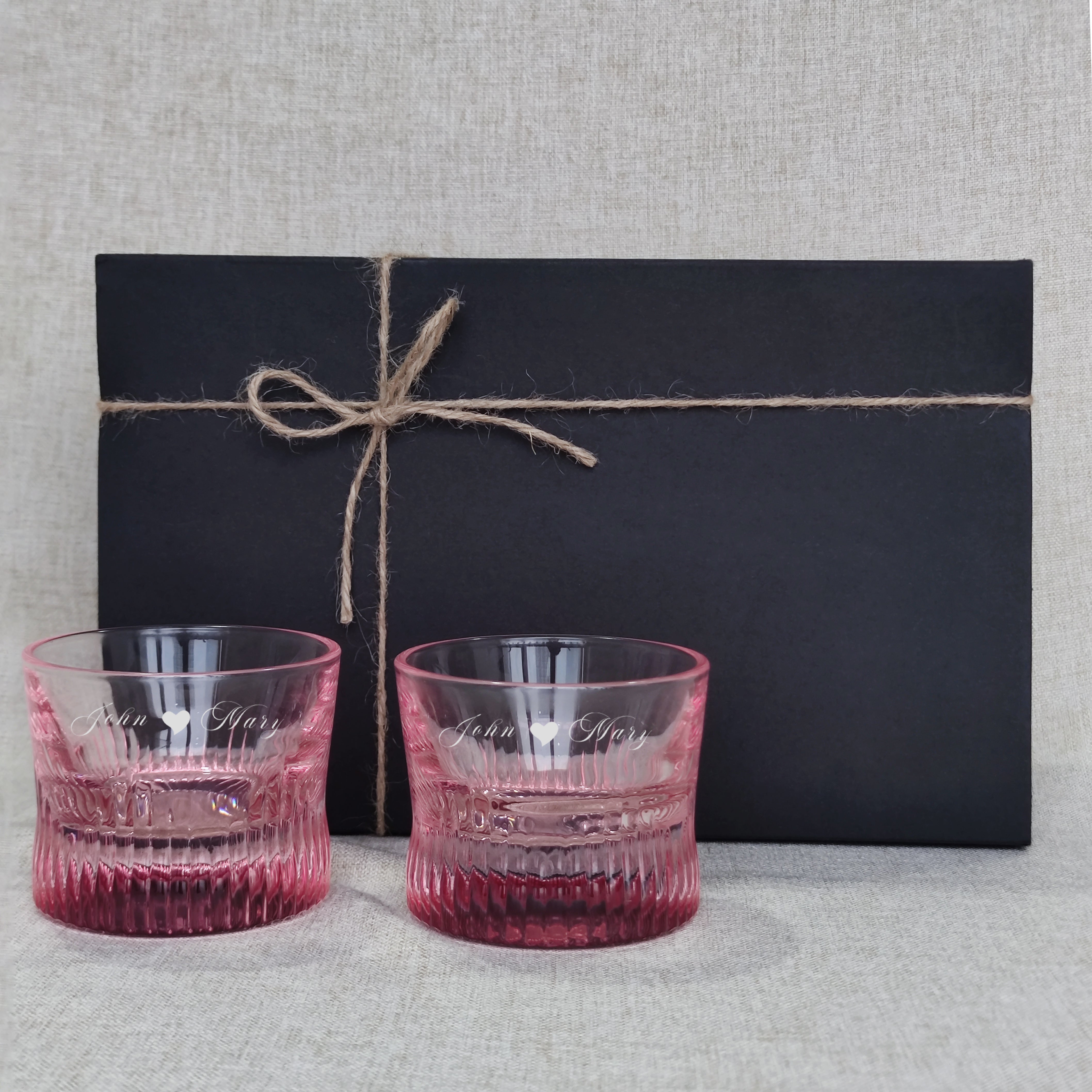 Pink Striped Whiskey Glass Set