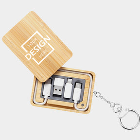 ECO Charging Converter Case with Keychain | 匙扣款環保竹木數據線收納盒 BG27-28
