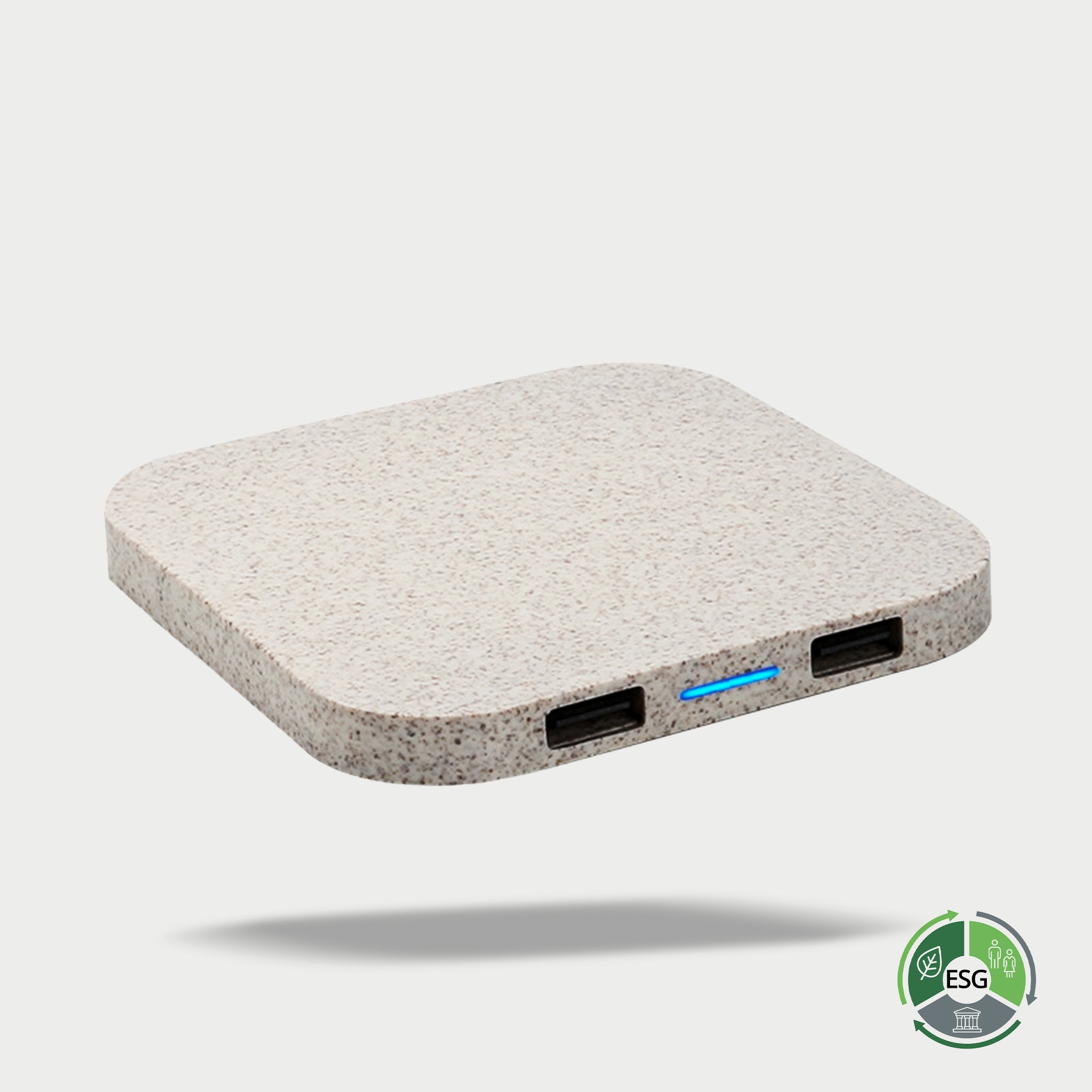 Square Wheat Straw Wireless Charger | 智能感應10W方形降解麥秸稈無線快充充電器BG17-15