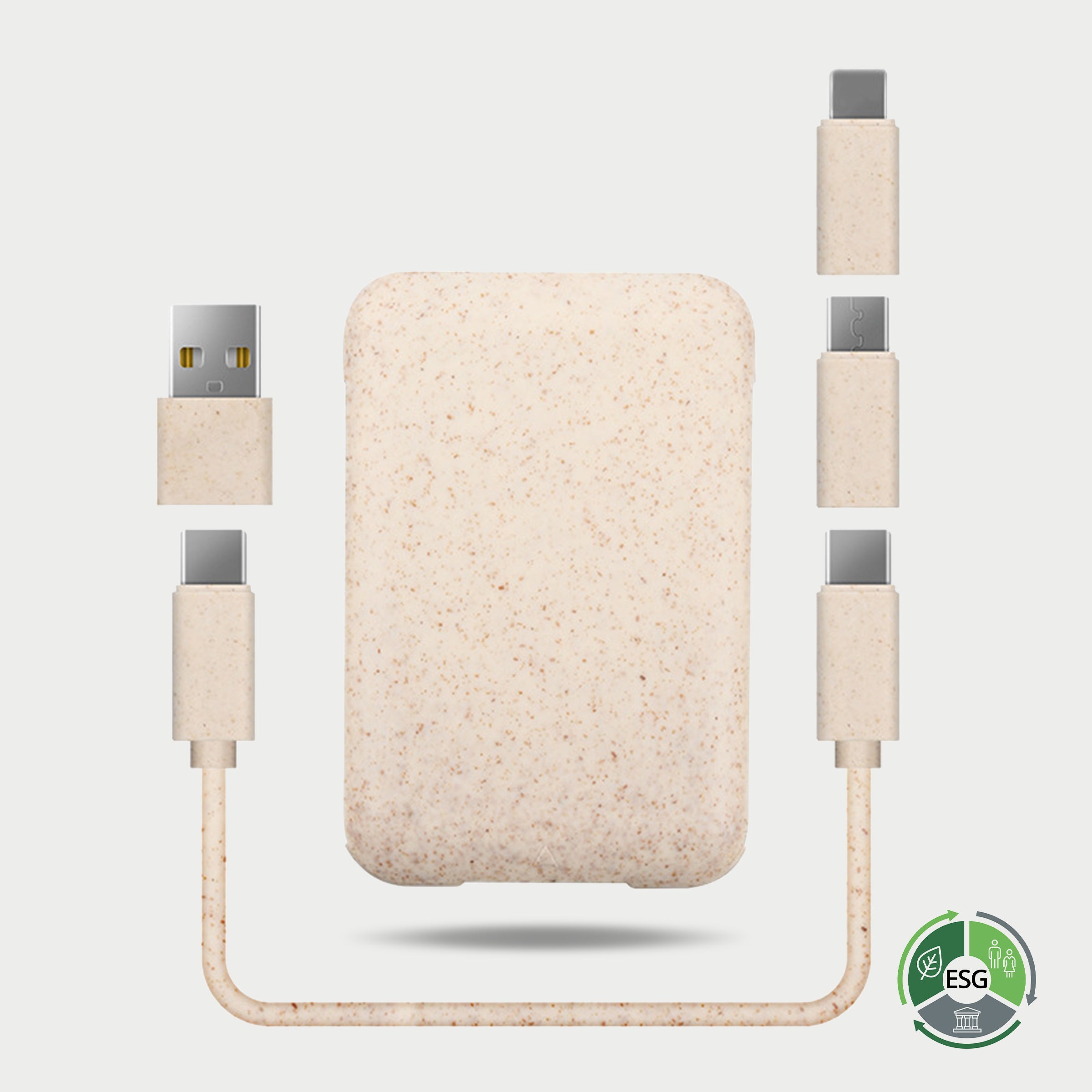 Wheat Straw Charging Data Cable Set | 麥秸稈名片夾旅行充電數據線套裝定制