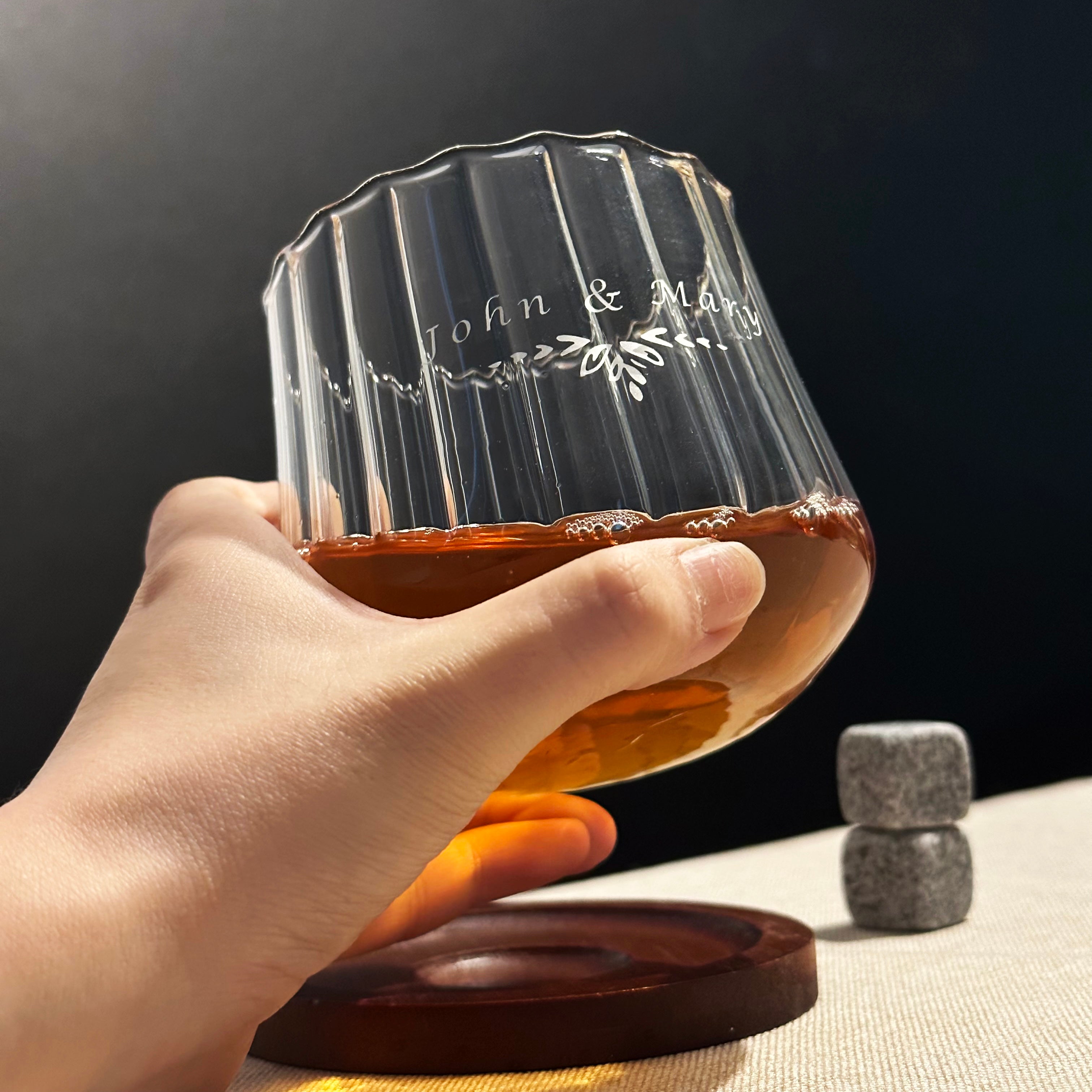 Elegant Floral Glass Whiskey Tumblers
