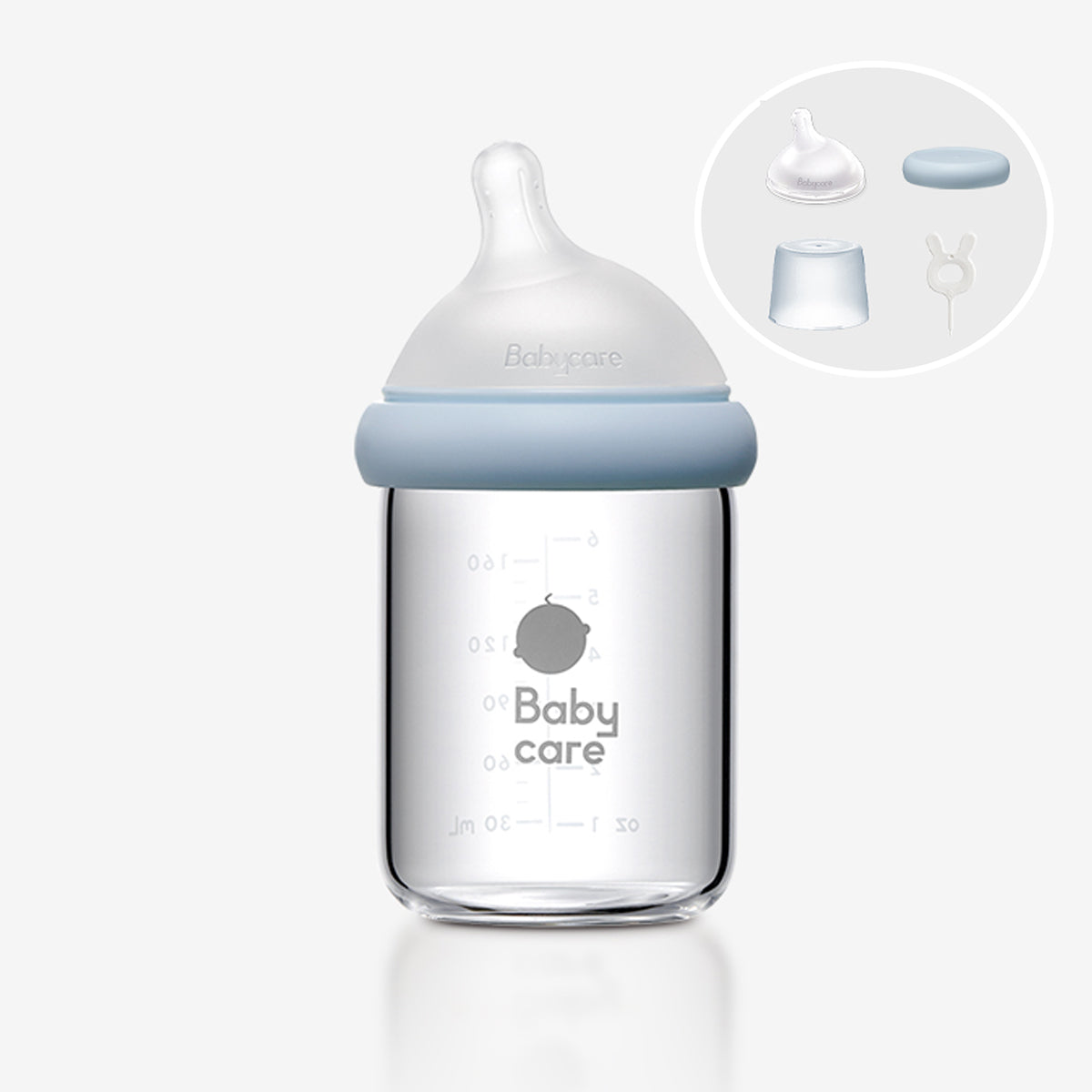 Babycare | babycare歪頭玻璃奶瓶新生嬰兒0到6個月無定制 BG07-25