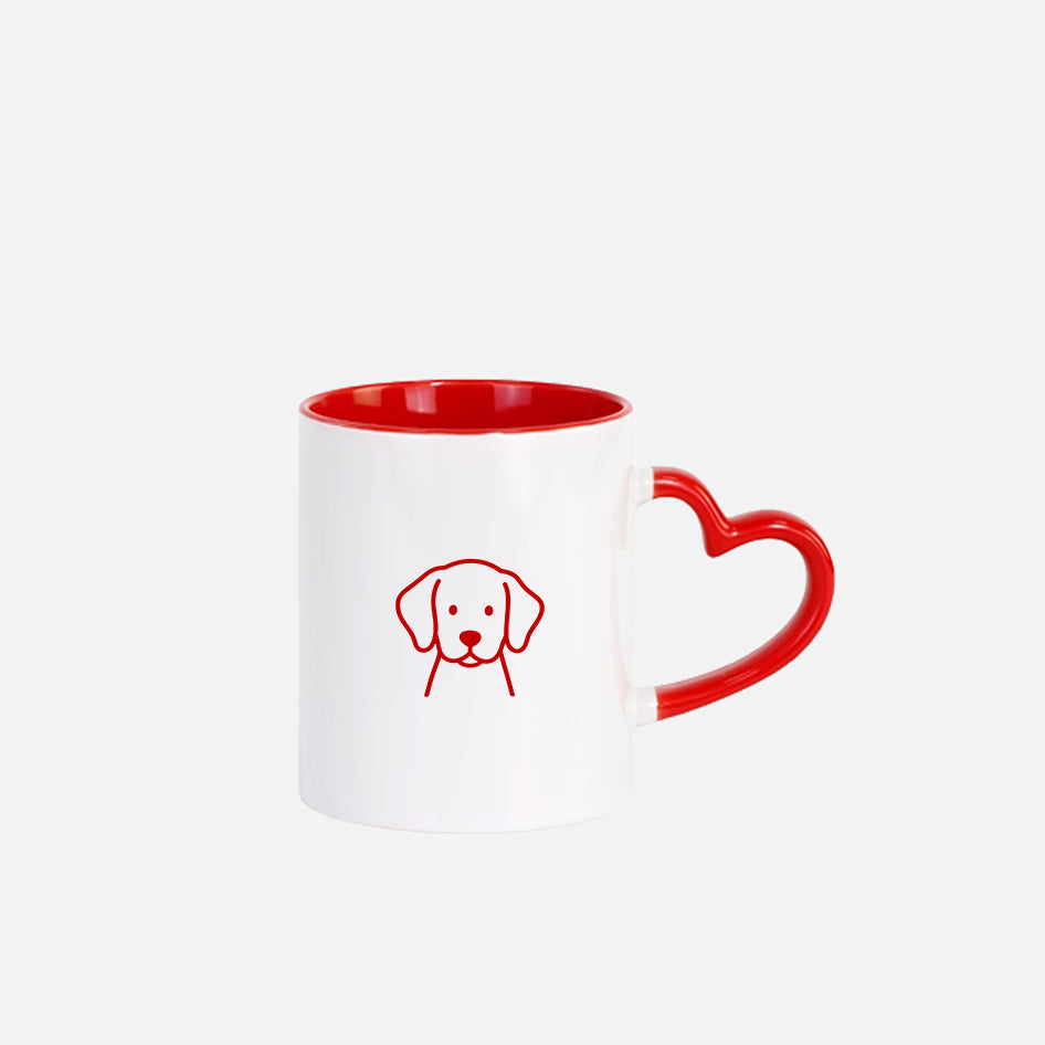 【Gift Shop × Heart Handle Coated Mug】HK訂製心形內彩把手馬克杯，小狗圖案
