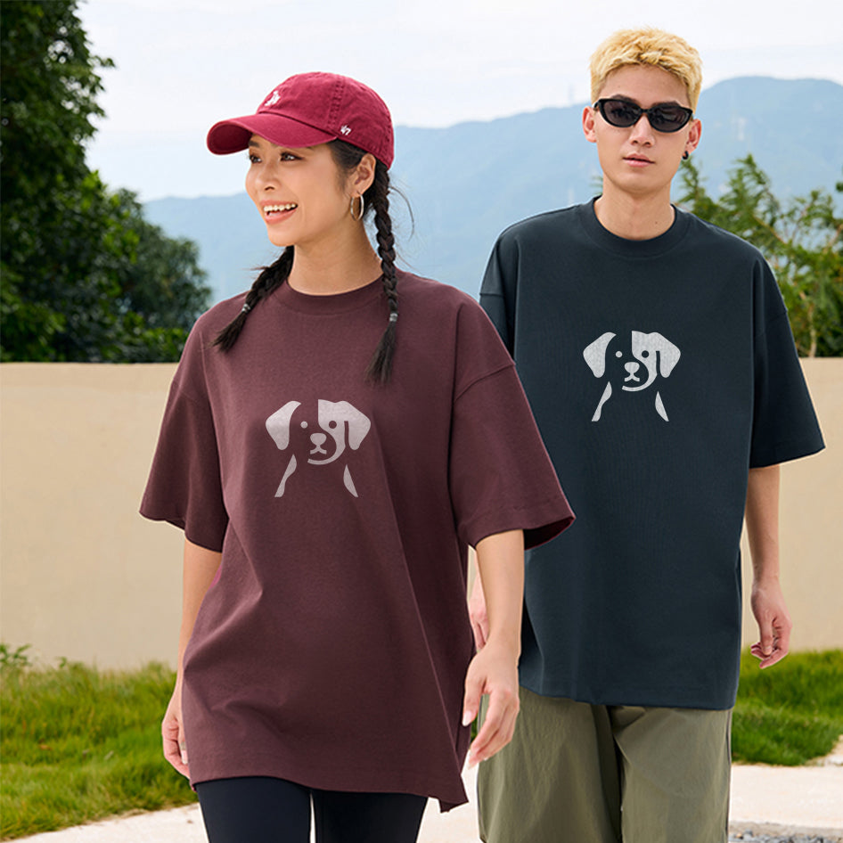 【Gift Shop × Short-Sleeved T-shirt】落肩圓領小狗圖案短袖T賉衫 大量訂製團購 Bulk Custom