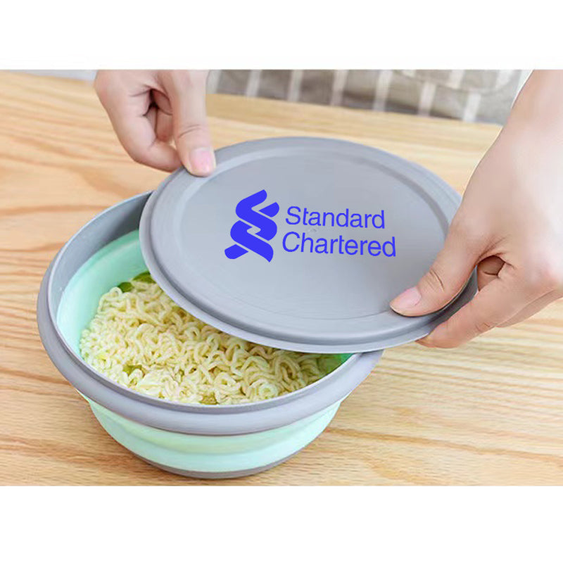 Folding silicone lunch box for customers and family gifts
