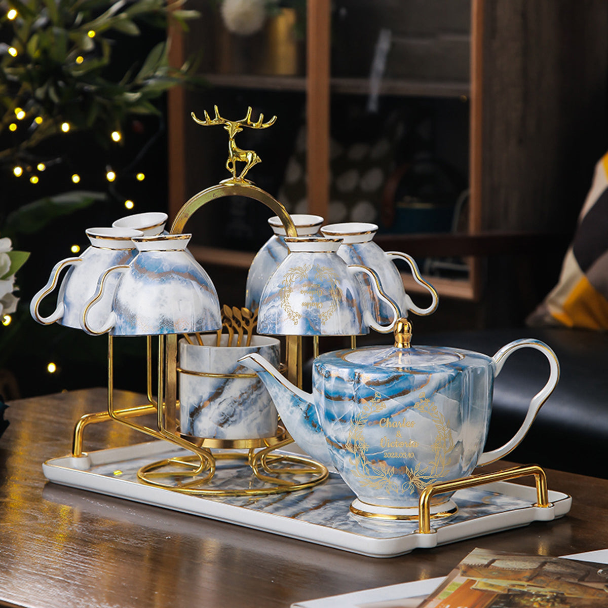 Light Luxury Gift Set Birthday | 現代歐式輕奢水杯套裝 客製陶瓷杯茶具套裝定制
