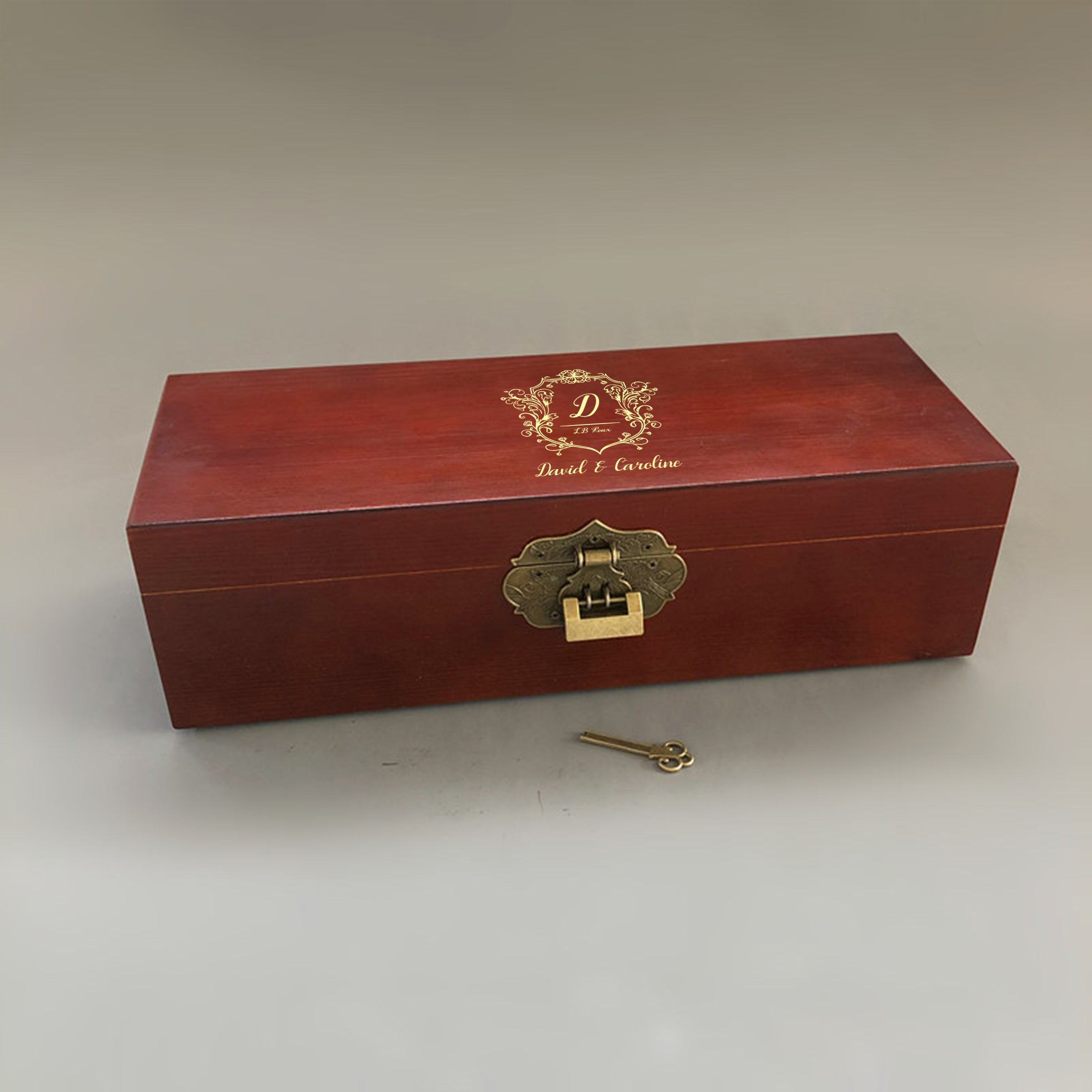 【家居系列】結婚封酒禮紅酒盒 刻字訂製長條木質收納盒BG23-54
