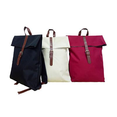 Nylon Backpack with PU Leather Strap