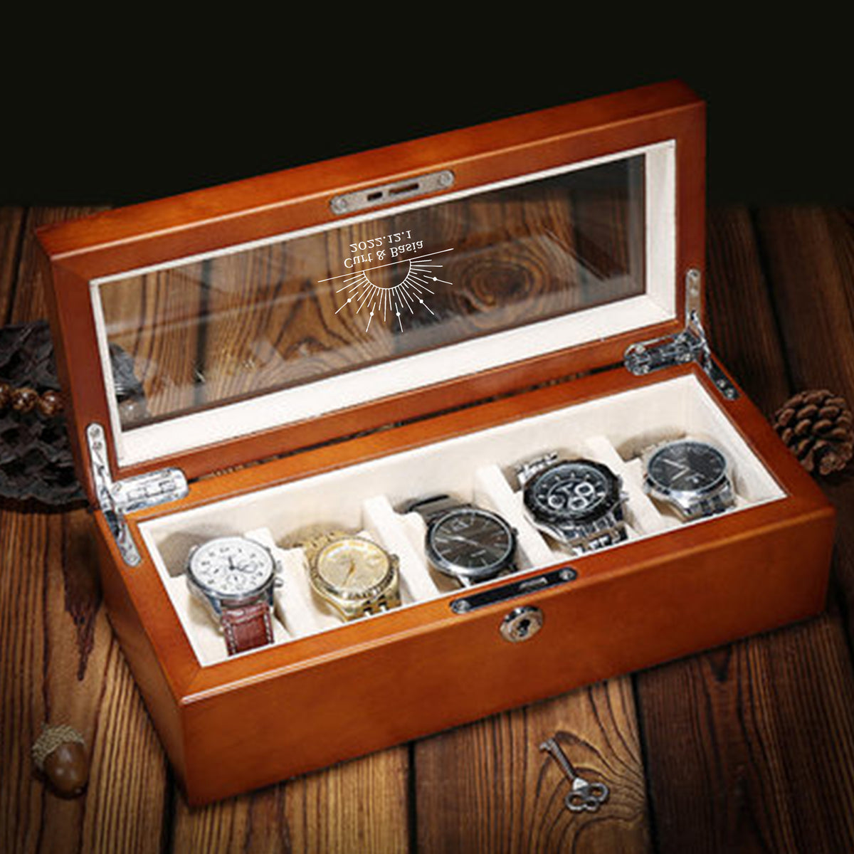 【家居系列】澳洲進口櫻桃木純實木手錶盒 客製5個錶位錶盒