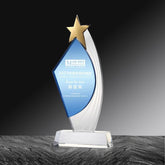 Golden Star Crystal Trophy |  藍色主體金星水晶獎杯定制