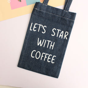 【Coffee Shop系列】復古牛仔藍隨行袋 便攜手提袋 咖啡店定制產品