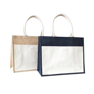 Eco Friendly A3 Jute Tote Bag with Canvas Pocket
