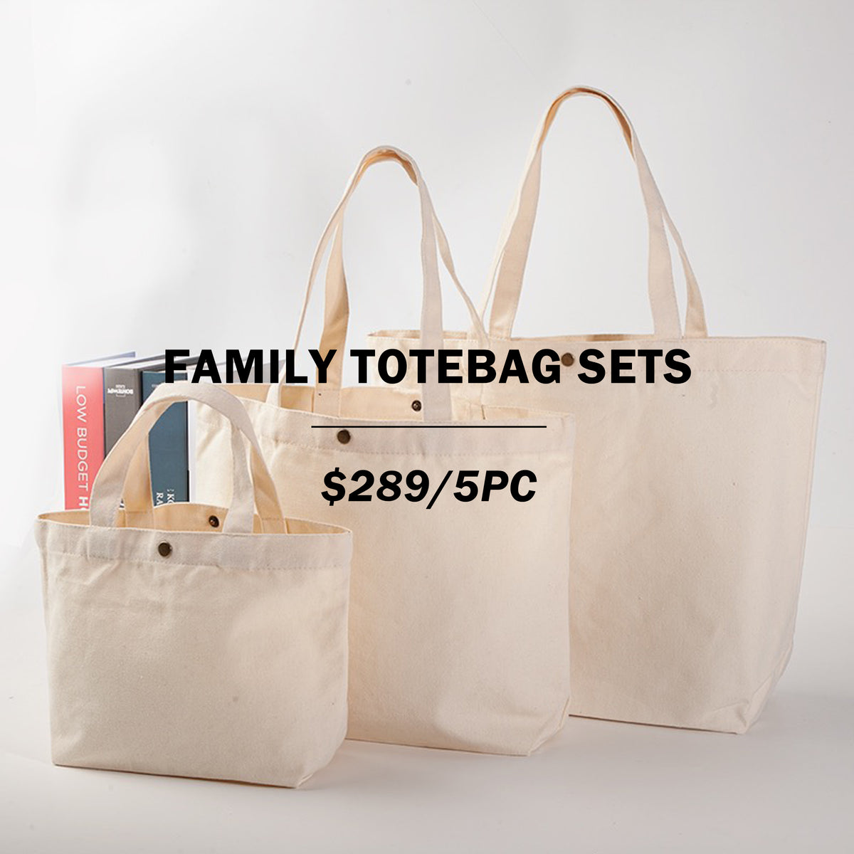 【Family  Gifts】  Tote Bag & Canvas Bag Customization Tote Bag & Canvas Bag printing logo x 5pcs |單肩袋5件套訂製 帆布袋訂製