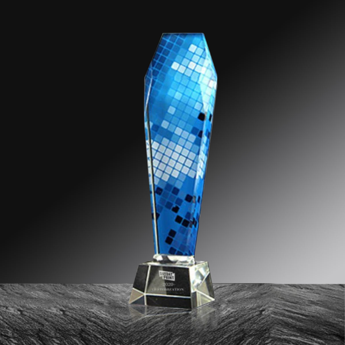 Blue Mosaic Crystal Trophy | 藍色馬賽克水晶獎杯定制