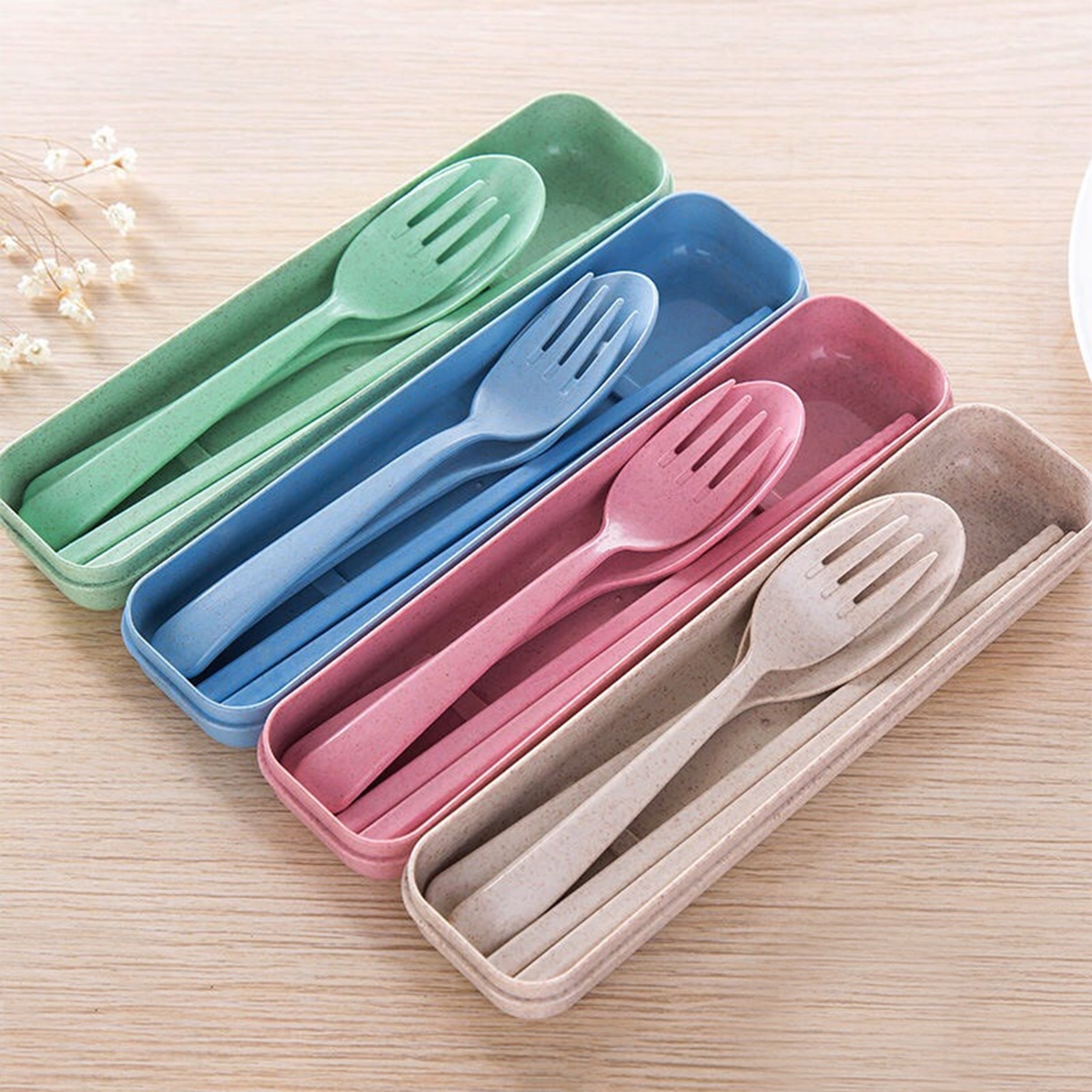 Wheat Straw Tableware Portable Box | 小麥秸稈筷勺叉食品級餐具三件套裝便攜盒裝BG17-11
