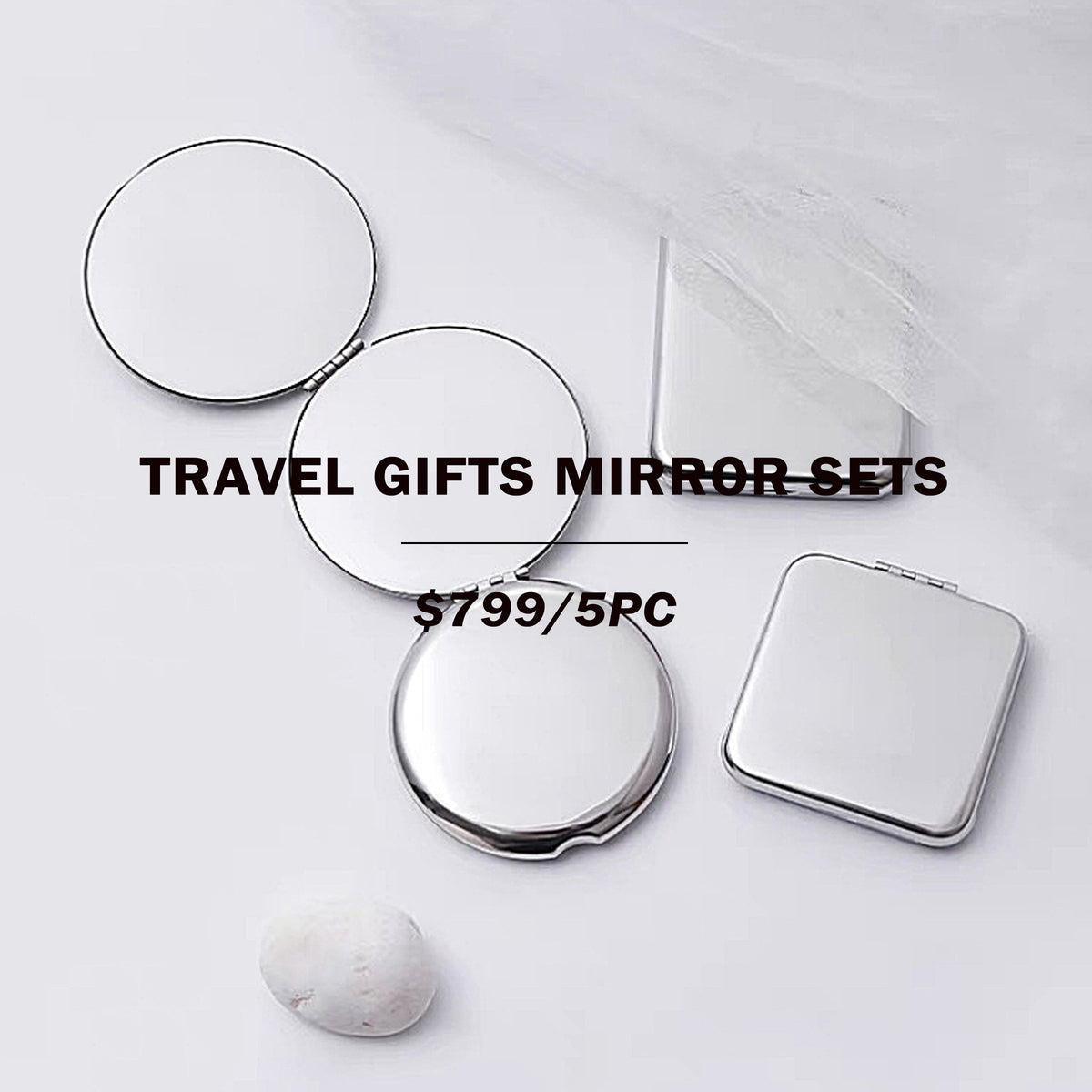 【Travel Gifts】 Double Side Mirror & Mirror Customization Double Side Mirror & Mirror Printing Logo X 5pcs |旅遊隨身鏡5件套裝訂製 鏡子訂製