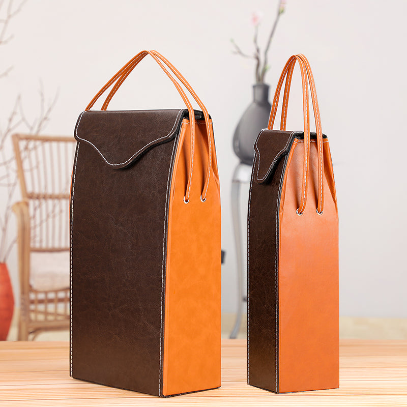 【皮具禮品】紅酒包裝袋盒子高檔禮盒禮品手提皮袋BG18-6